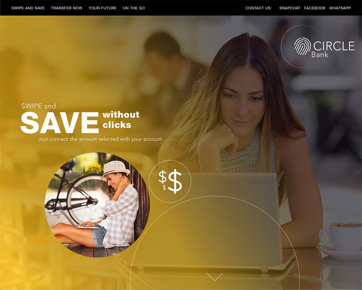 Circle Bank Save without clicks page with the site navigation visible